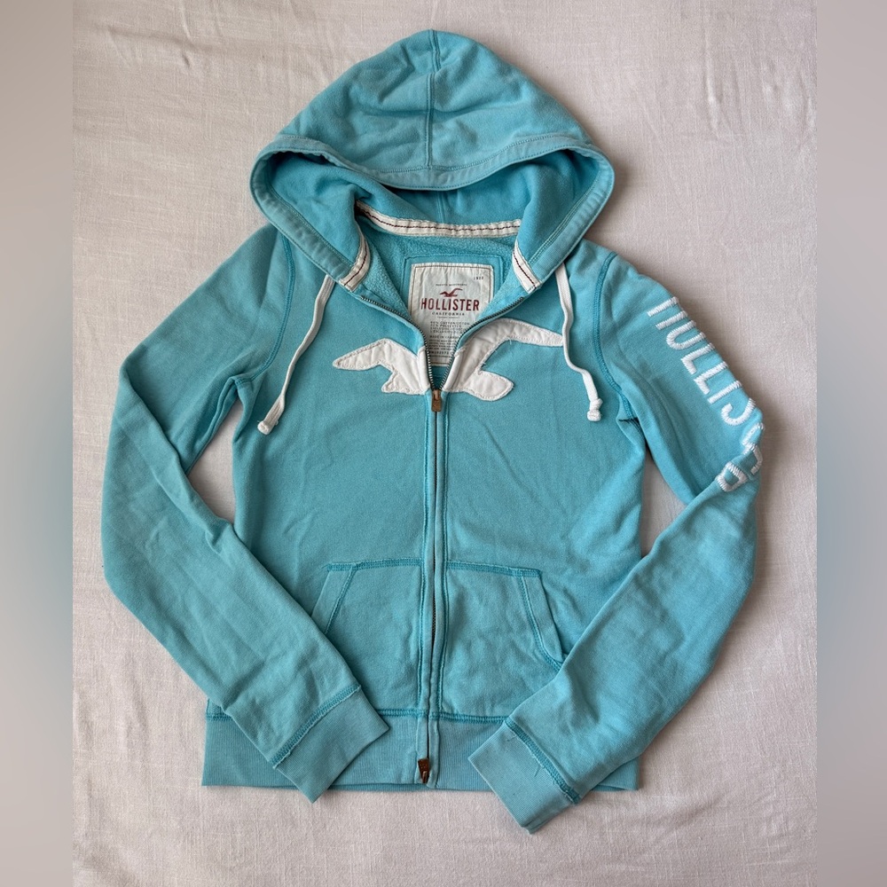 Vintage Y2K Hollister Teal Zip-Up Hoodie